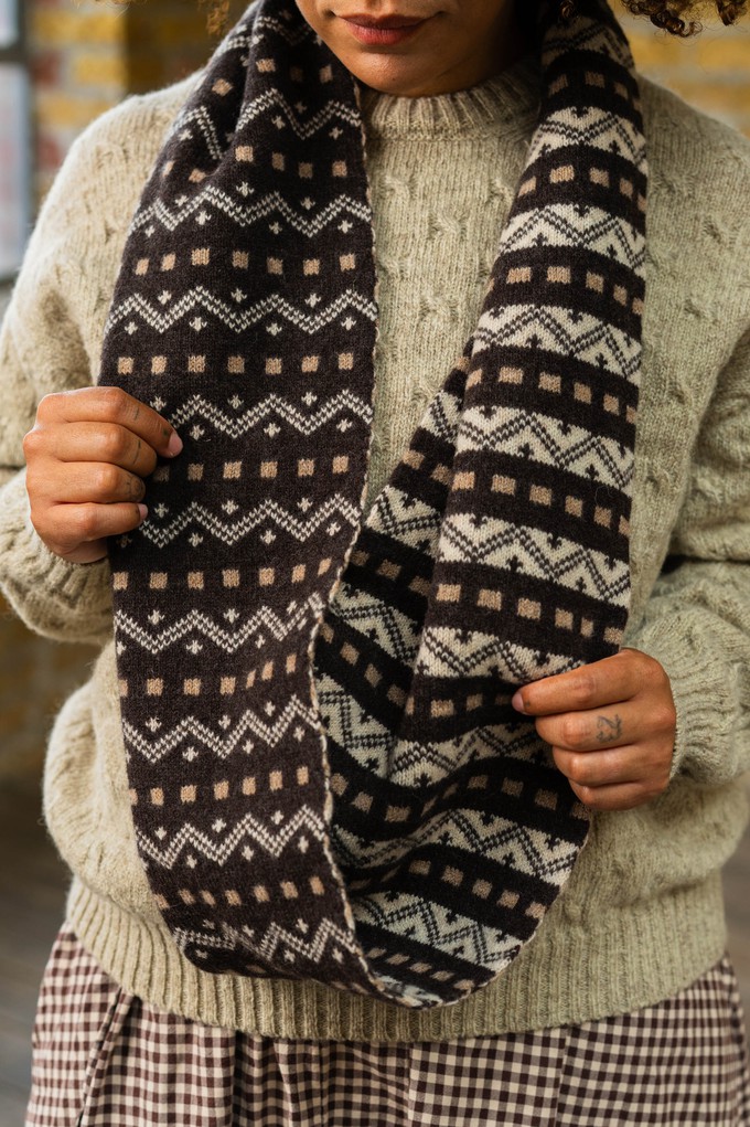 Isle Line Circle Scarf | Dark Brown from ROVE