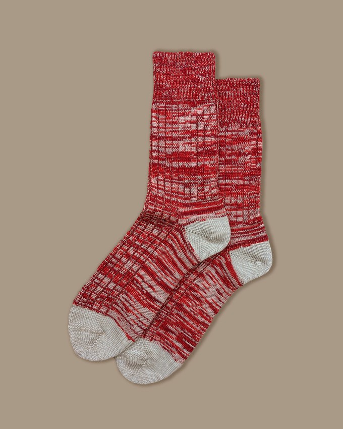 Chunky Wool Boot Socks | Marbled Red from ROVE