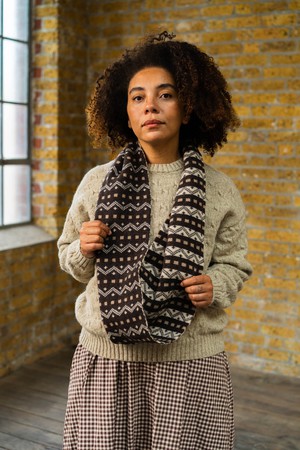 Isle Line Circle Scarf | Dark Brown from ROVE