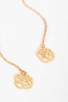 Flower Shape 18K Gold Drop Earrings via Sarvin