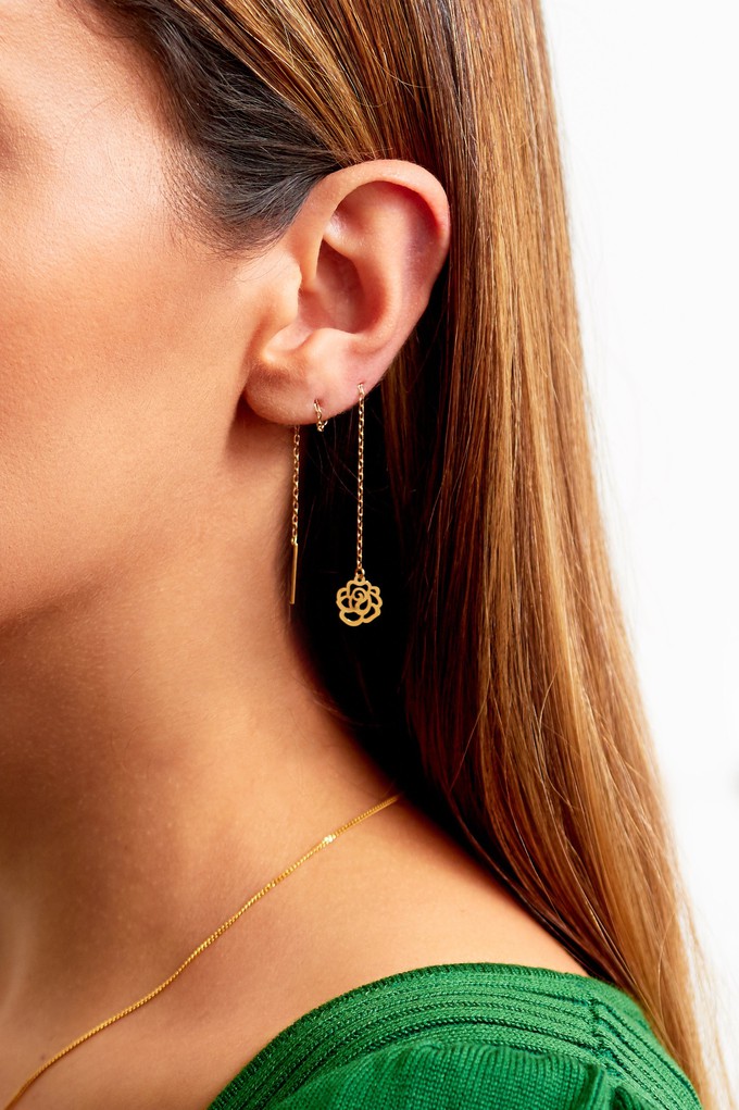 Flower Shape 18K Gold Drop Earrings from Sarvin