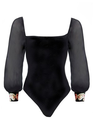 Black Mesh Bodysuit from Sarvin