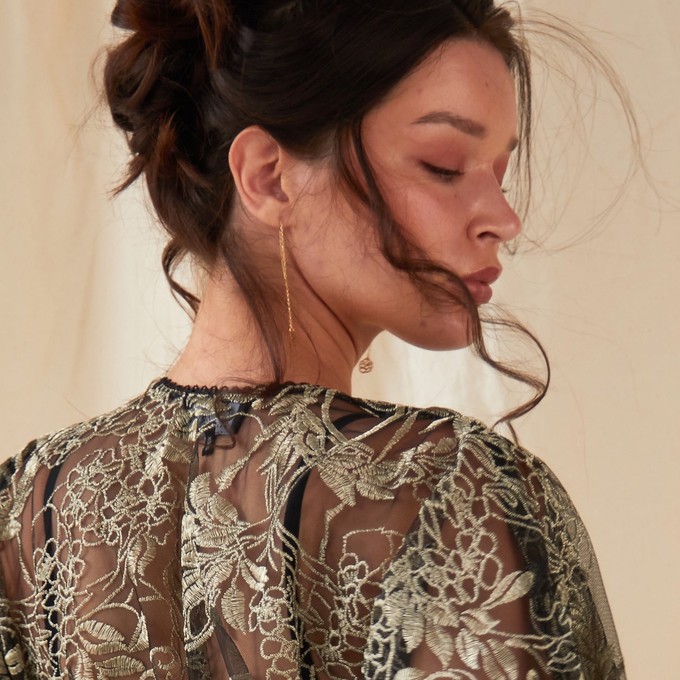 Flower Shape 18K Gold Drop Earrings from Sarvin