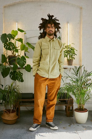 Limited Edition Mens Eddy Utility Shirt, Khaki Cotton from Saywood.