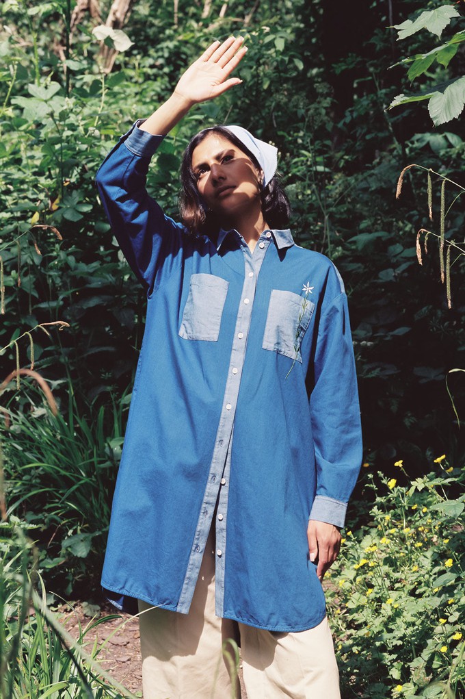 Etta Oversized Shirtdress, Japanese Denim Cotton from Saywood.