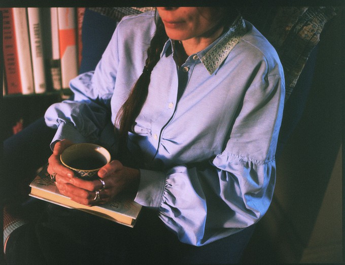 Edi Volume Sleeve Shirt, Pale Blue Recycled Cotton from Saywood.