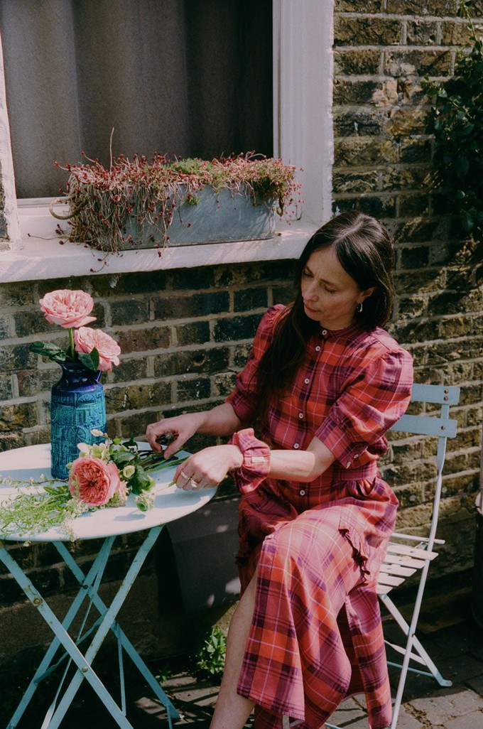 Rosa Puff Sleeve Shirtdress, Pink Coral Tartan Check from Saywood.