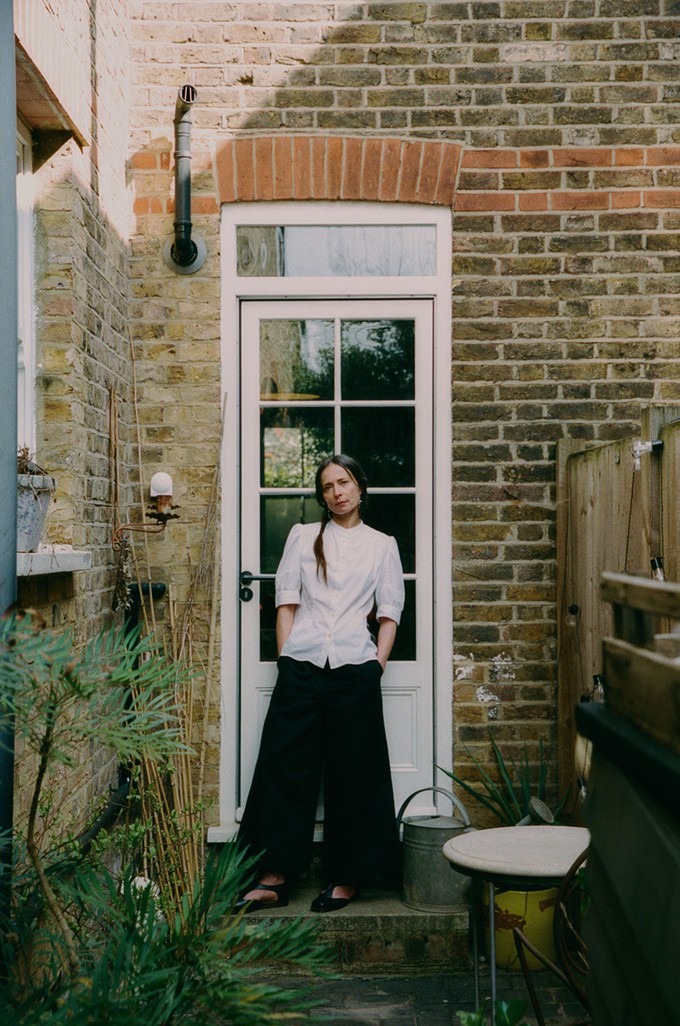 Amelia Wide Leg Culotte Trouser, Black Organic Cotton & Linen from Saywood.