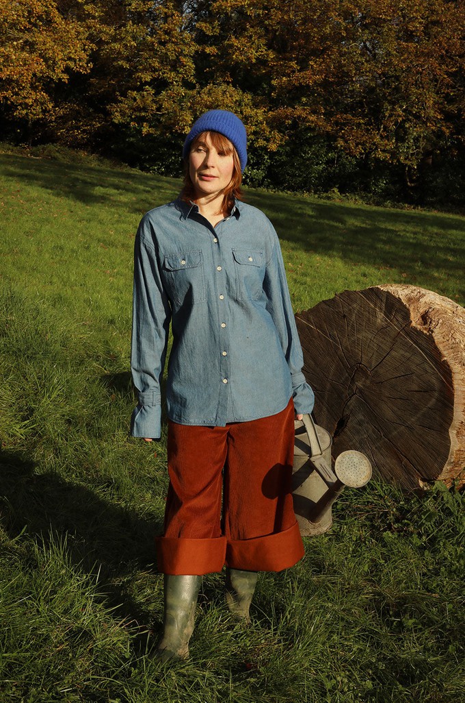 Amelia Full Length Wide Leg Trouser in Caramel Organic Cotton Corduroy from Saywood.