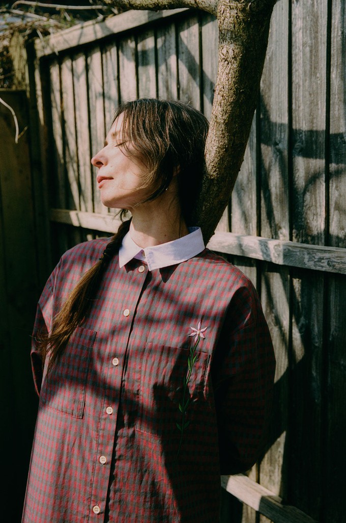 Etta Oversized Shirtdress, Red Check Cotton from Saywood.
