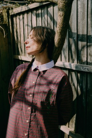 Etta Oversized Shirtdress, Red Check Cotton from Saywood.
