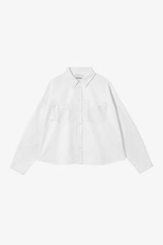 Lela Patch Pocket Shirt, White Recycled Cotton via Saywood.