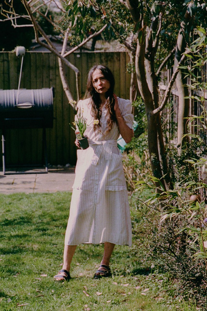 Rosa Puff Sleeve Shirtdress, White Cotton Pinstripe from Saywood.
