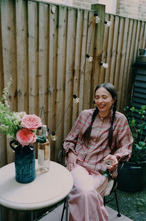 Amelia Wide Leg Culotte Trouser, Pink Corduroy Cotton from Saywood.