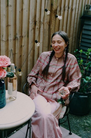Limited Edition Marie Gather Neck A-Line Blouse, Pink Check Deadstock Cloth from Saywood.