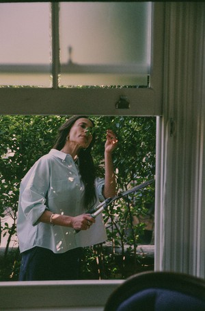 Lela Colourblock Shirt, Pastel Green/ Blue Cotton from Saywood.