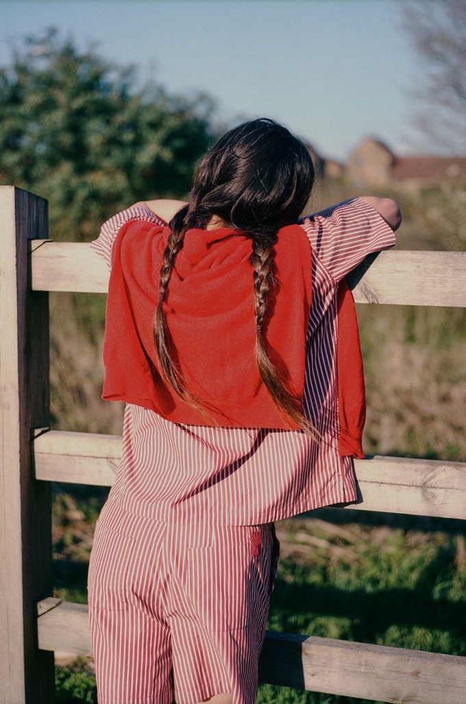 Bessie A-Line Shorts, Berry Red Stripe from Saywood.