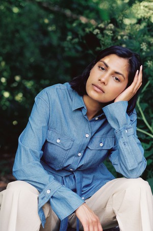 Zadie Boyfriend Shirt, Light Wash Japanese Denim from Saywood.