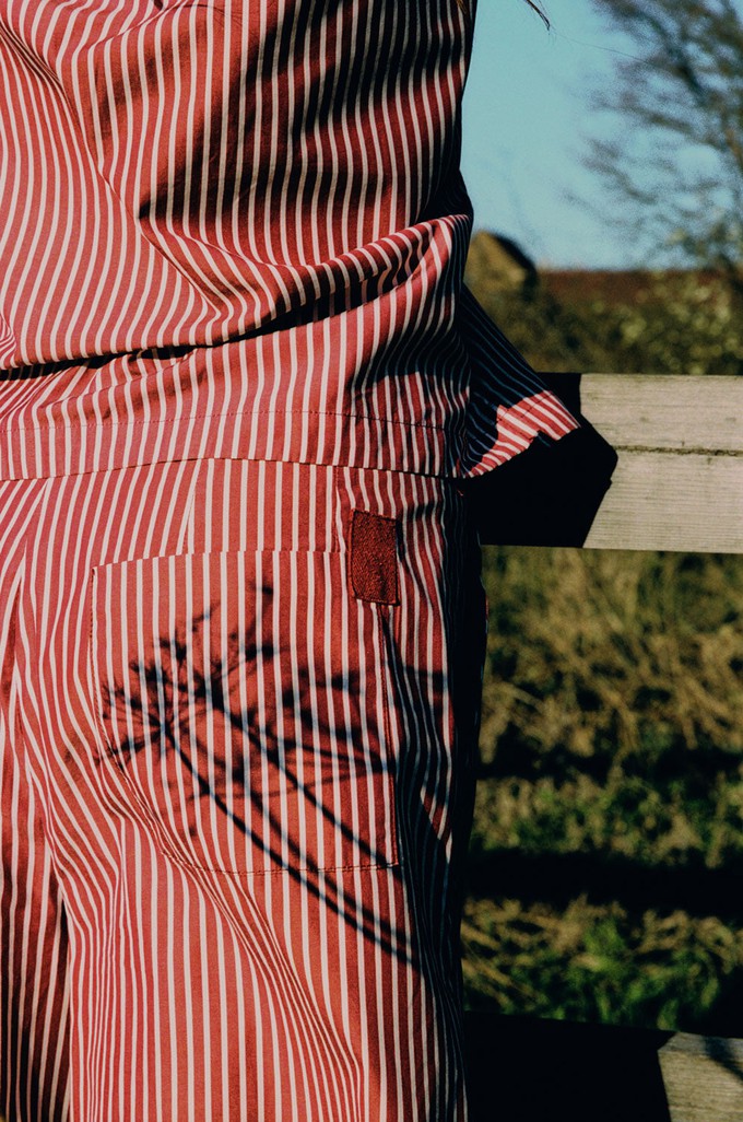 Bessie A-Line Shorts, Berry Red Stripe from Saywood.