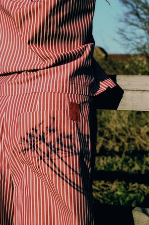Bessie A-Line Shorts, Berry Red Stripe from Saywood.