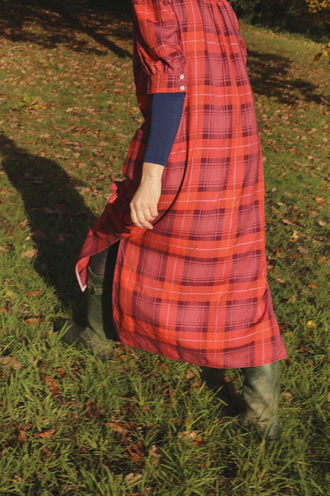 Rosa Puff Sleeve Shirtdress, Cherry Coral Tartan Check from Saywood.