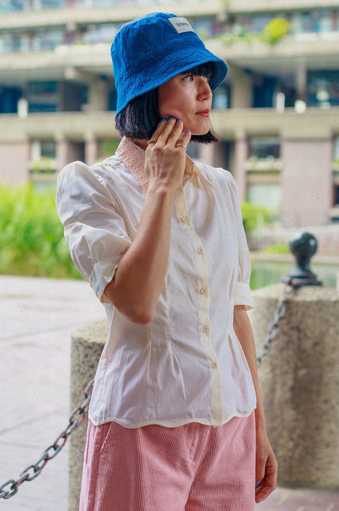 Joni Puff Sleeve Lace Collar Blouse, Yellow Cotton from Saywood.