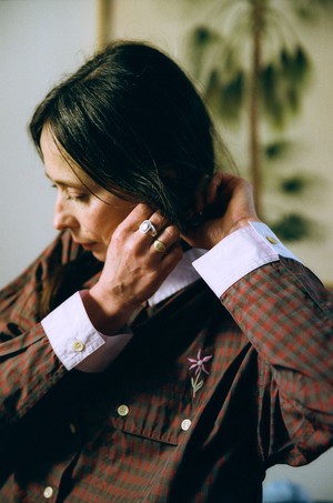 Jules Utility Shirt, Red Check Cotton from Saywood.