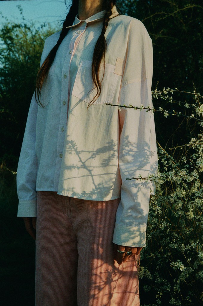 Amelia Wide Leg Culotte Trouser, Pink Corduroy Cotton from Saywood.