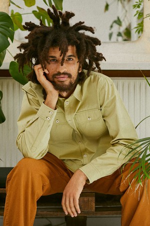 Limited Edition Mens Eddy Utility Shirt, Khaki Cotton from Saywood.
