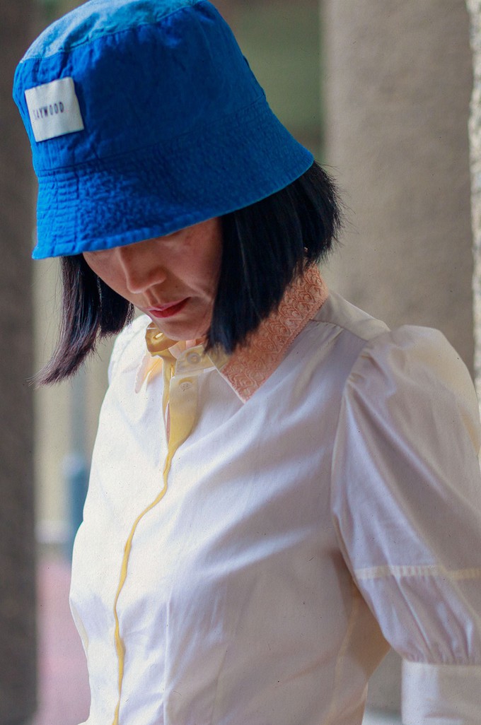 Joni Puff Sleeve Lace Collar Blouse, Yellow Cotton from Saywood.