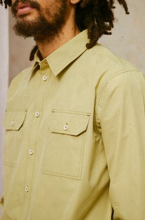 Limited Edition Mens Eddy Utility Shirt, Khaki Cotton from Saywood.