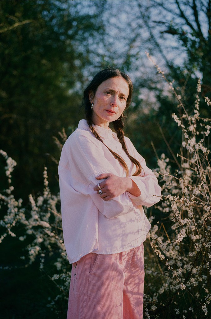 Amelia Wide Leg Culotte Trouser, Pink Corduroy Cotton from Saywood.