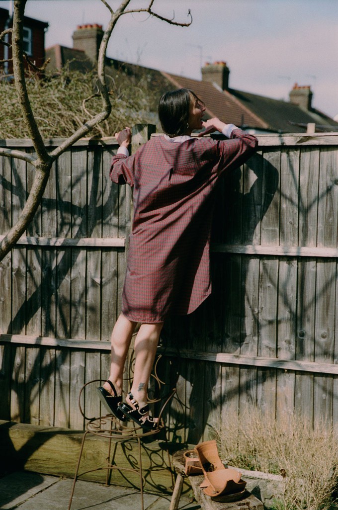 Etta Oversized Shirtdress, Red Check Cotton from Saywood.