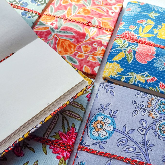 Eco Friendly Cotton Fabric Journals (5 x 7 in), Fair Trade Stationery Ethically Handmade in India from Shakti.ism