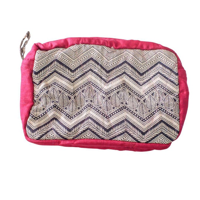 Large colourful upcycled sari box pouches from Shakti.ism