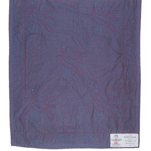 Embroidered, 100% cotton kantha baby blanket in grey and white peacock design by Khushi Kantha from Shakti.ism