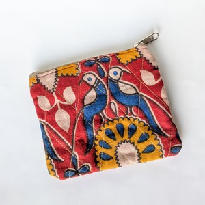 Indian Kalamkari Cotton Coin Purses with Upcycled Sari Lining from Shakti.ism
