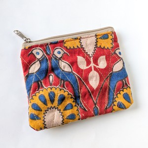 Indian Kalamkari Cotton Coin Purses with Upcycled Sari Lining from Shakti.ism