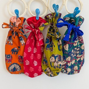 Eco Friendly Bottle Bags, Reusable Kalamkari Cotton Bottle Gift Bags, Ethically Handmade in India from Shakti.ism