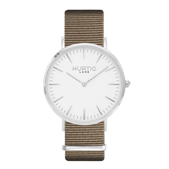 Watch Montezuma Nylon Nato Silver White & Sand from Shop Like You Give a Damn