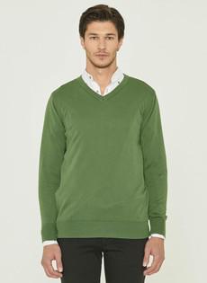 Knitted V-Neck Green via Shop Like You Give a Damn