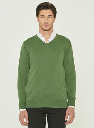 Knitted V-Neck Green from Shop Like You Give a Damn