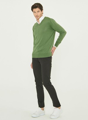 Knitted V-Neck Green from Shop Like You Give a Damn