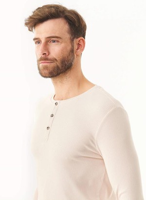 Ribbed Henley Shirt Stone from Shop Like You Give a Damn