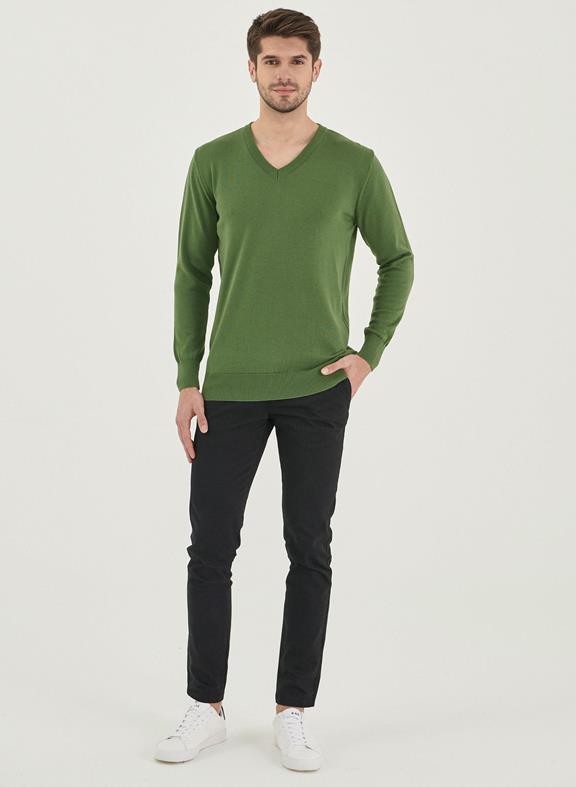 Knitted V-Neck Green from Shop Like You Give a Damn