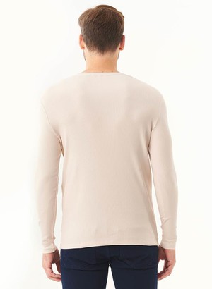 Ribbed Henley Shirt Stone from Shop Like You Give a Damn