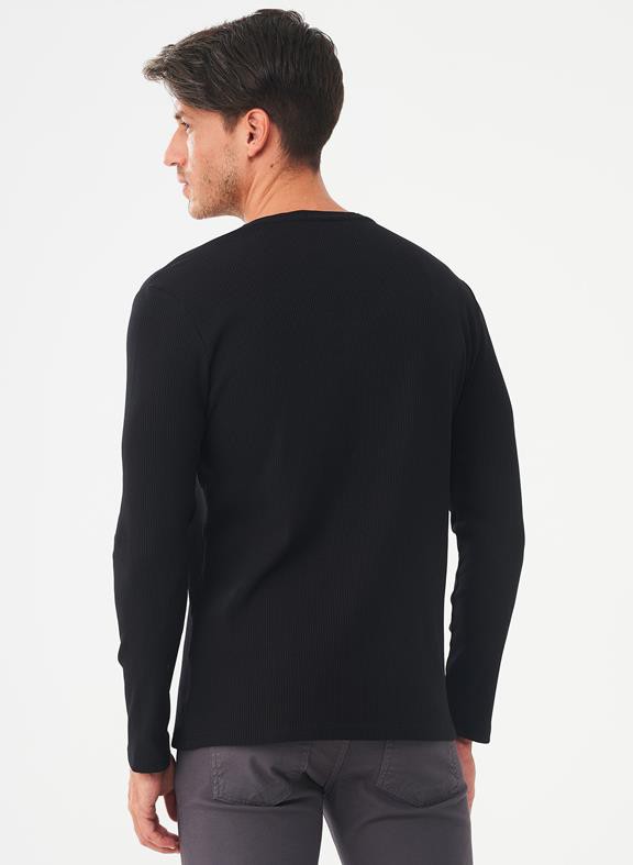 Ribbed Henley Top Black from Shop Like You Give a Damn