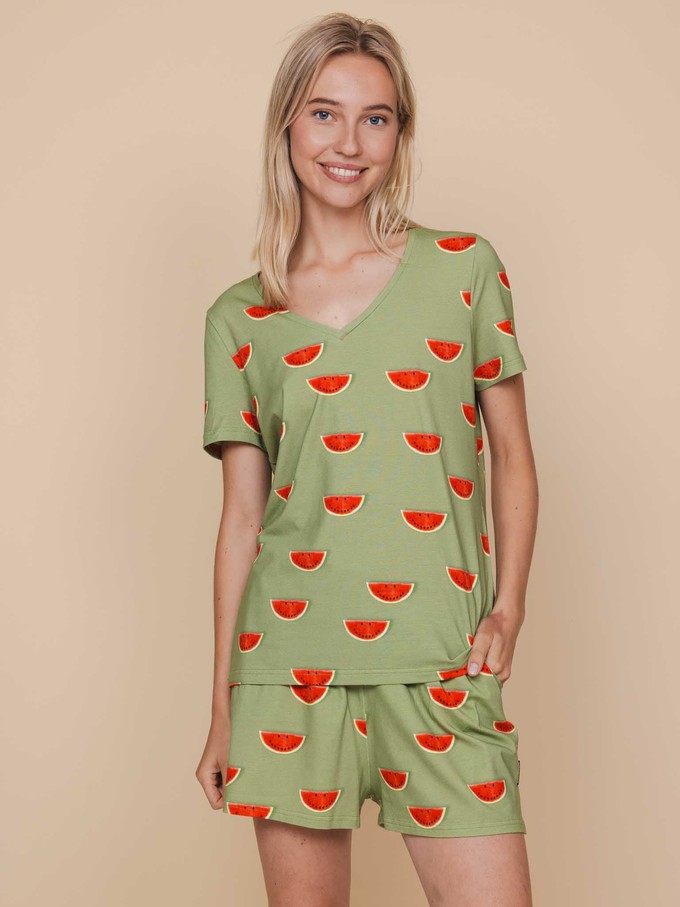 Watermelon V-Neck T-shirt and Shorts set Women from SNURK