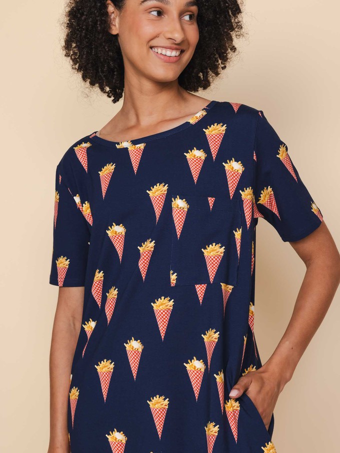 Fries Navy T-shirt Dress Women from SNURK