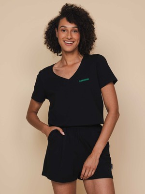 Black T-shirt v-neck Women from SNURK